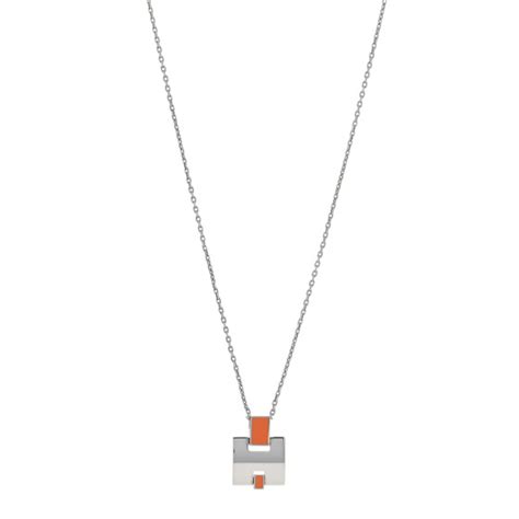 hermes eileen pendant|HERMES Palladium Lacquered Eileen Pendant Necklace Orange .